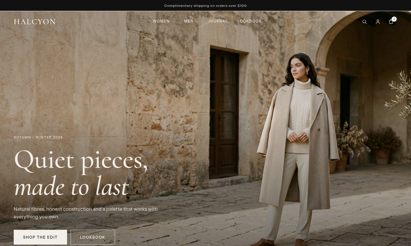 Halcyon theme home page screenshot